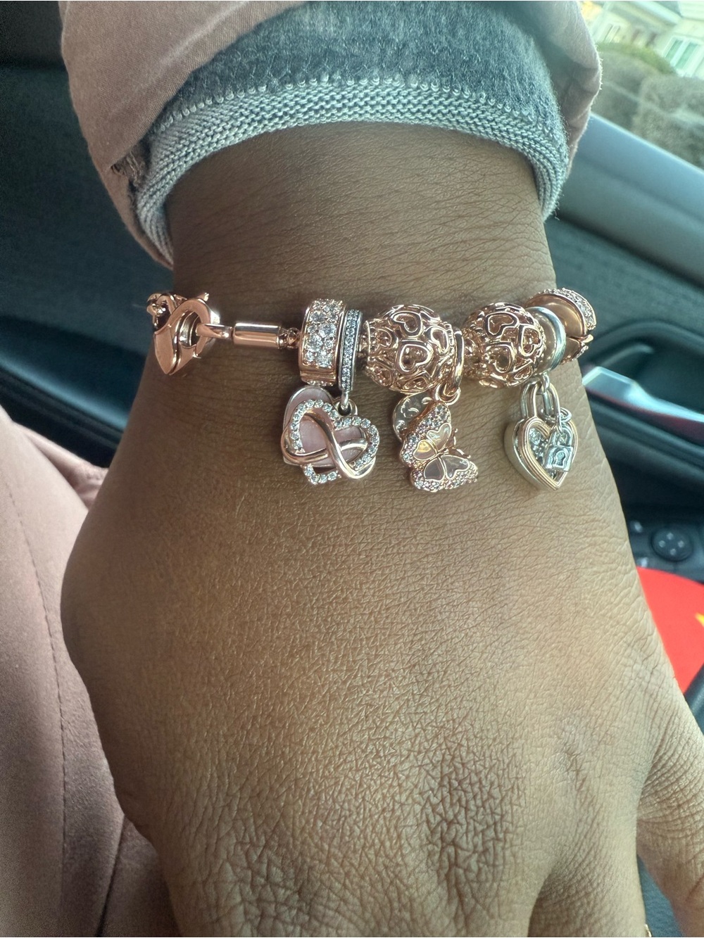 Pandora Rose Gold Heart Clasp Mesh Bracelet